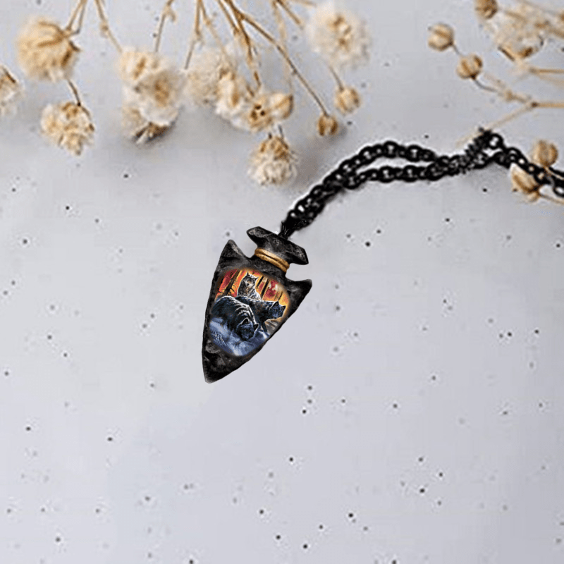 Triangle Deep Forest Wolf Pendant Necklace for Men